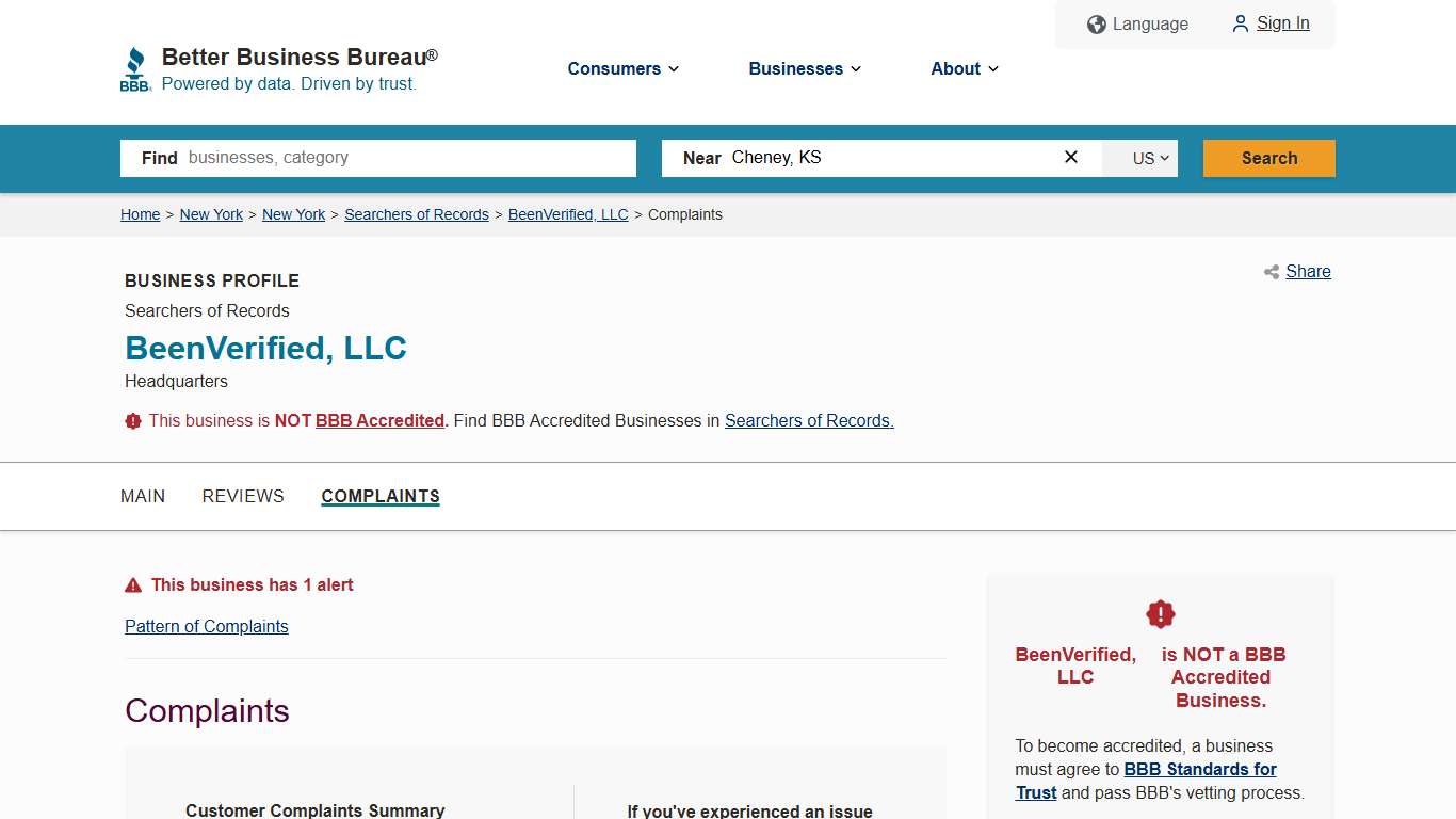 BeenVerified, LLC | BBB Complaints | Better Business Bureau